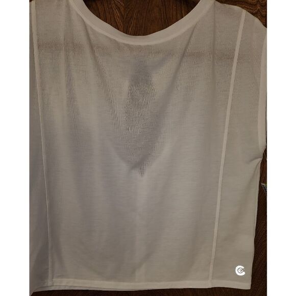 Johnny Was Calme Effect Key Hole Back Cap Sleeve Yoga Tee White Size S - Picture 1 of 3